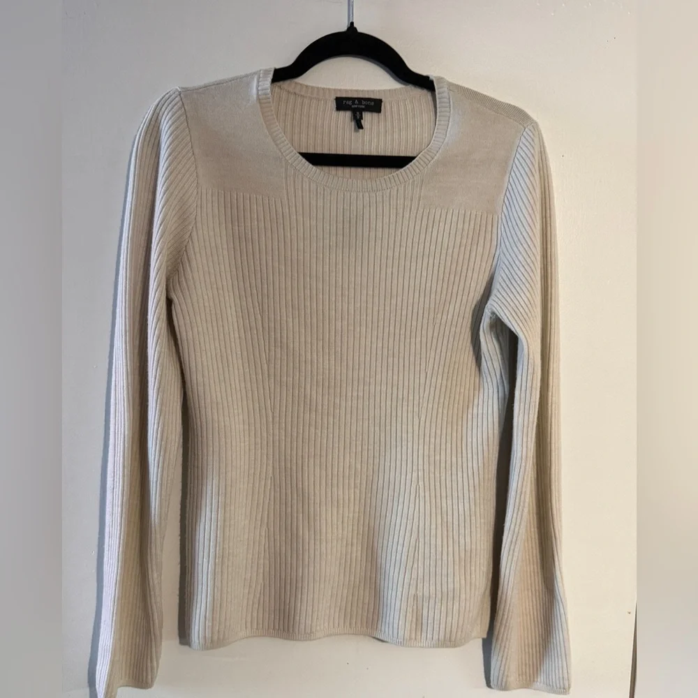 Rag & Bone Beige Audrina Ribbed wool sweater. Size M. - Picture 8 of 10